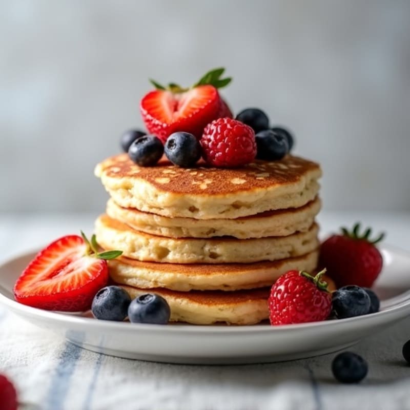 Fluffy Protein Pancakes with Fresh Berries
