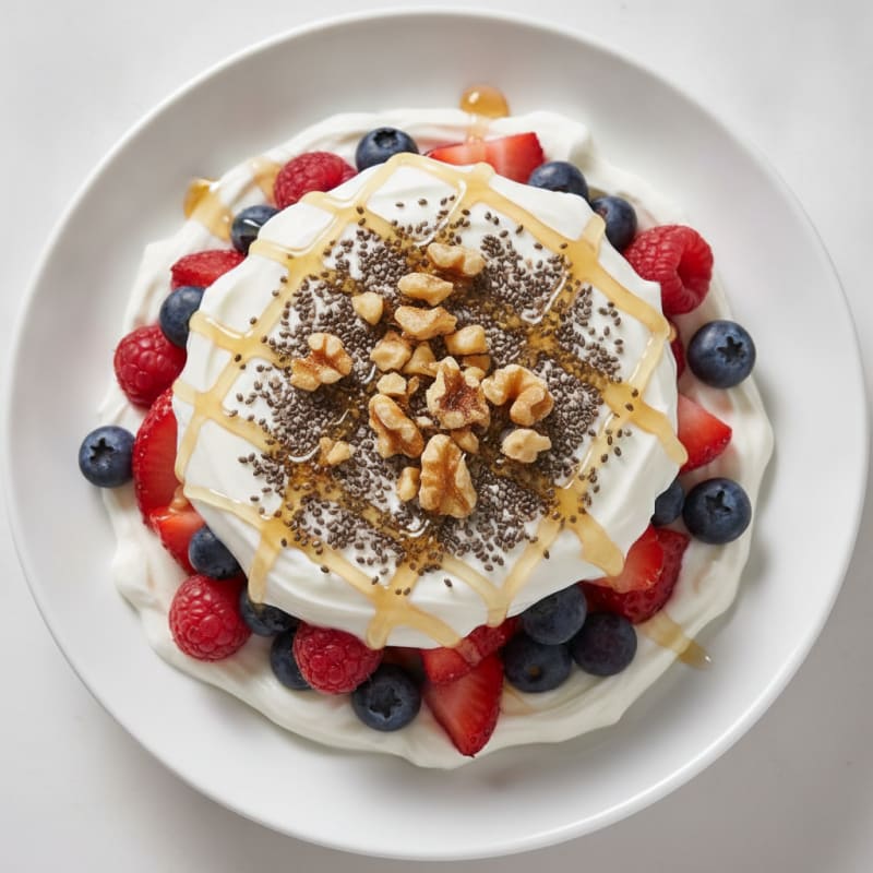 Greek Yogurt Parfait with Mixed Berries and Chia Seeds