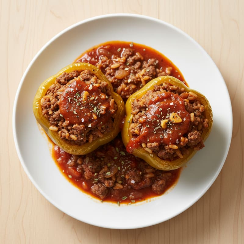 Golden Beef and Rice Stuffed Peppers