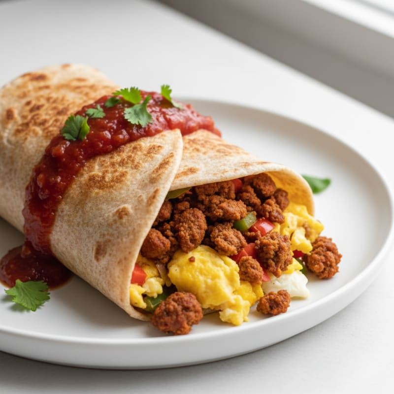Crispy Chorizo and Egg Breakfast Burrito