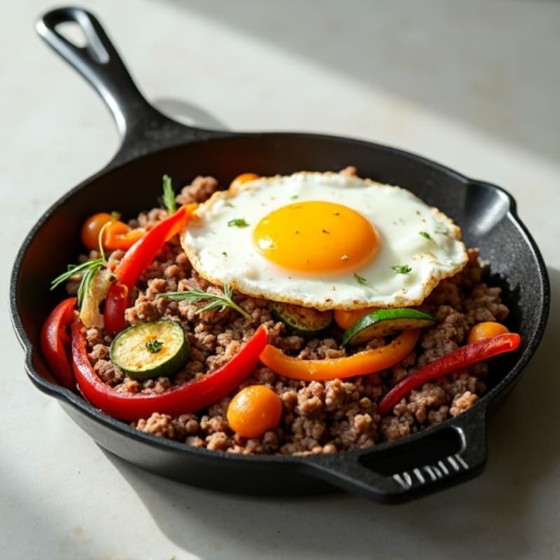 Lean Ground Beef Skillet with Crispy Roasted Vegetables