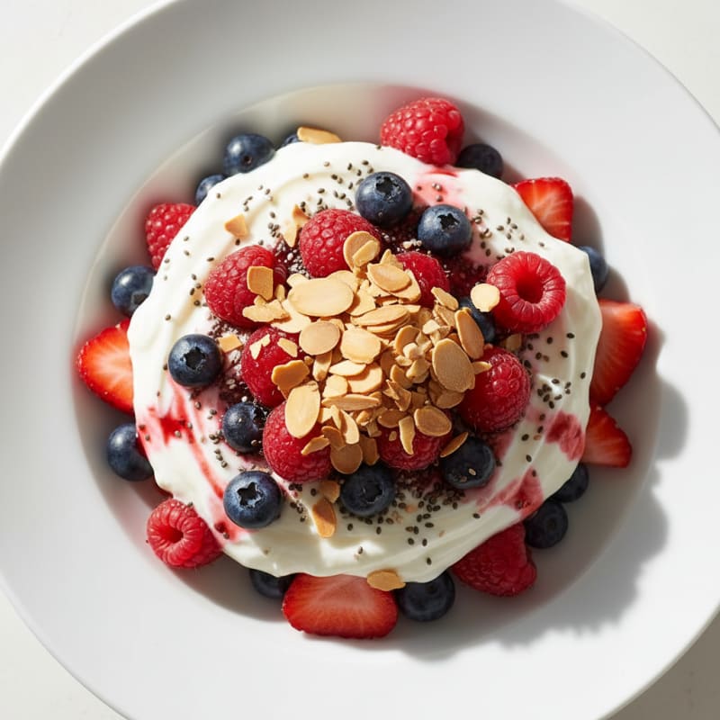 Greek Yogurt Parfait with Mixed Berries and Chia Seeds