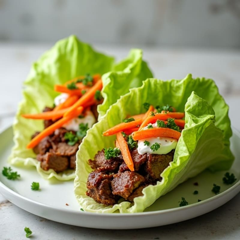 Tender Smoky Brisket Lettuce Wraps with Creamy Slaw