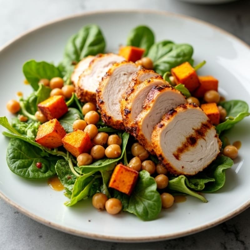 Grilled Turkey Breast Salad with Chickpeas and Roasted Sweet Potato