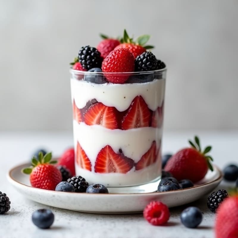 Greek Yogurt Protein Parfait with Mixed Berries and Chia Seeds