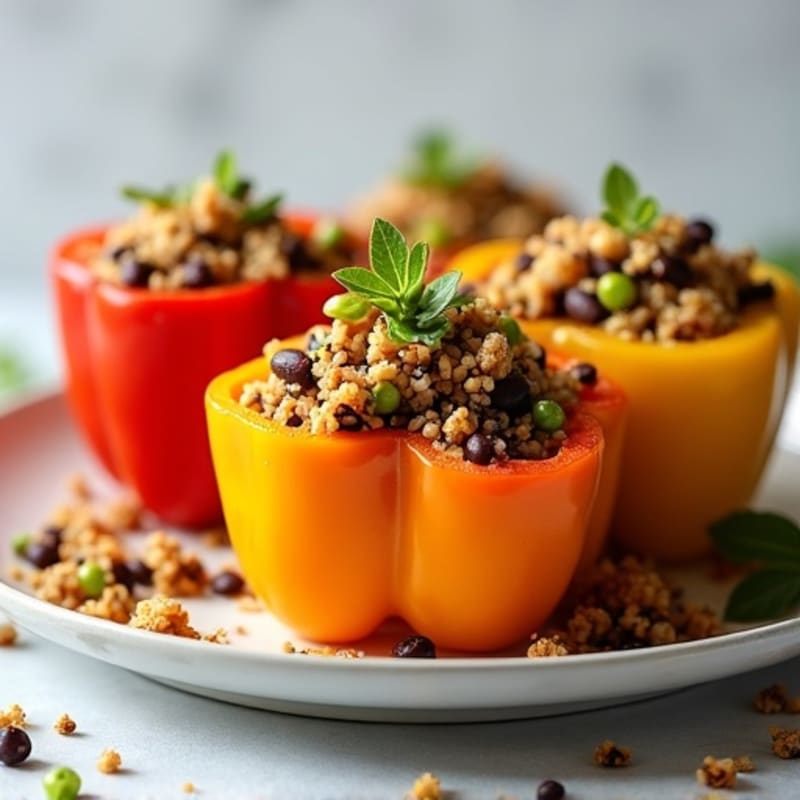 Roasted Zesty Quinoa Stuffed Bell Peppers