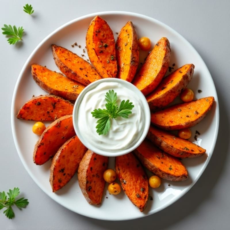 Crispy Roasted Sweet Potato Wedges with Garlic Herb Seasoning