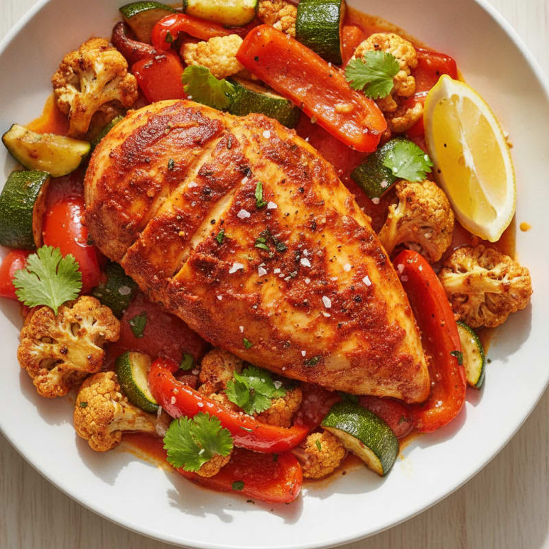 Spicy Harissa Chicken with Roasted Vegetables