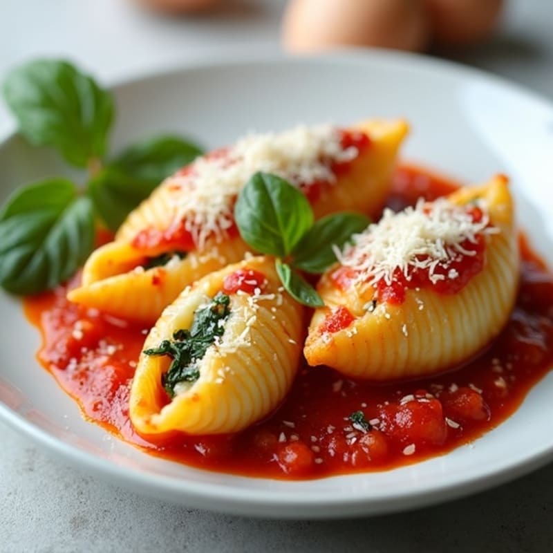 Creamy Baked Spinach and Ricotta Stuffed Shells