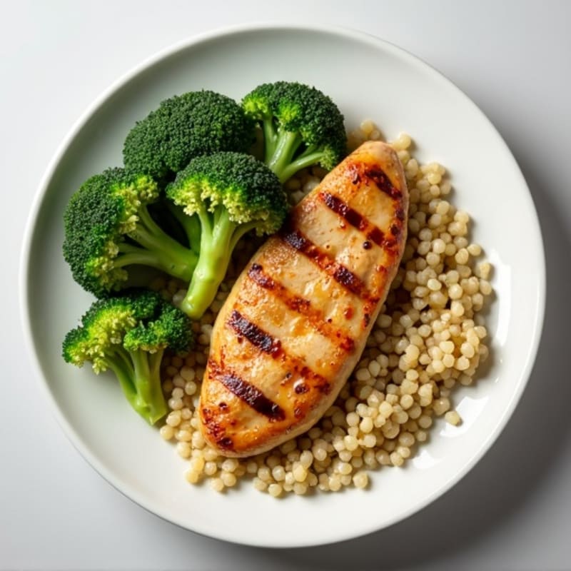 Grilled Chicken Breast with Roasted Broccoli and Quinoa