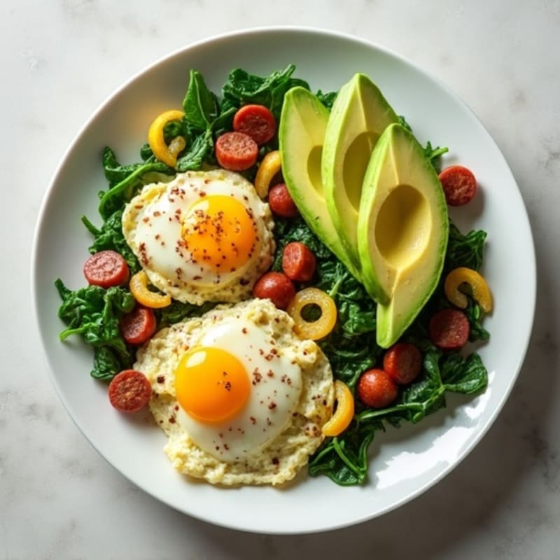 Egg White and Spinach Scramble with Turkey Sausage