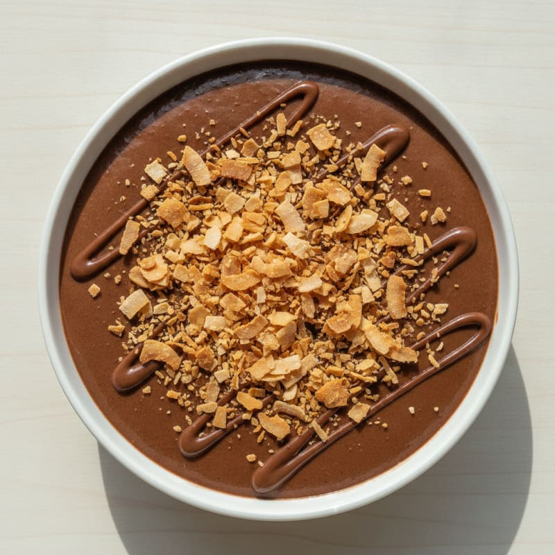 Silky Chocolate Protein Pudding with Toasted Coconut