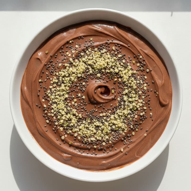 Silky Protein Greek Yogurt with Cocoa and Chia Seeds