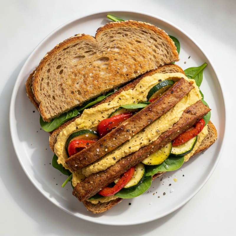 Roasted Vegetable Hummus Sandwich