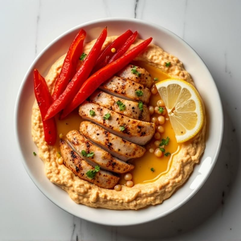 Creamy Roasted Red Pepper Hummus Bowl