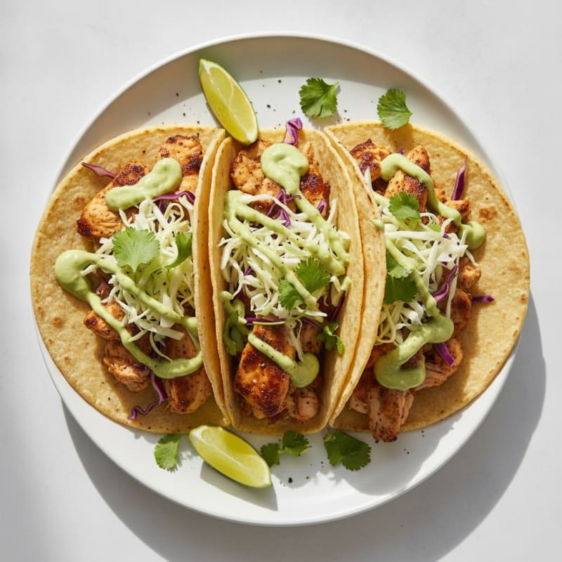 Chicken Tacos with Avocado Crema