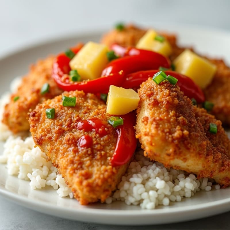 Crispy Sweet-Sour Glazed Chicken with Pineapple