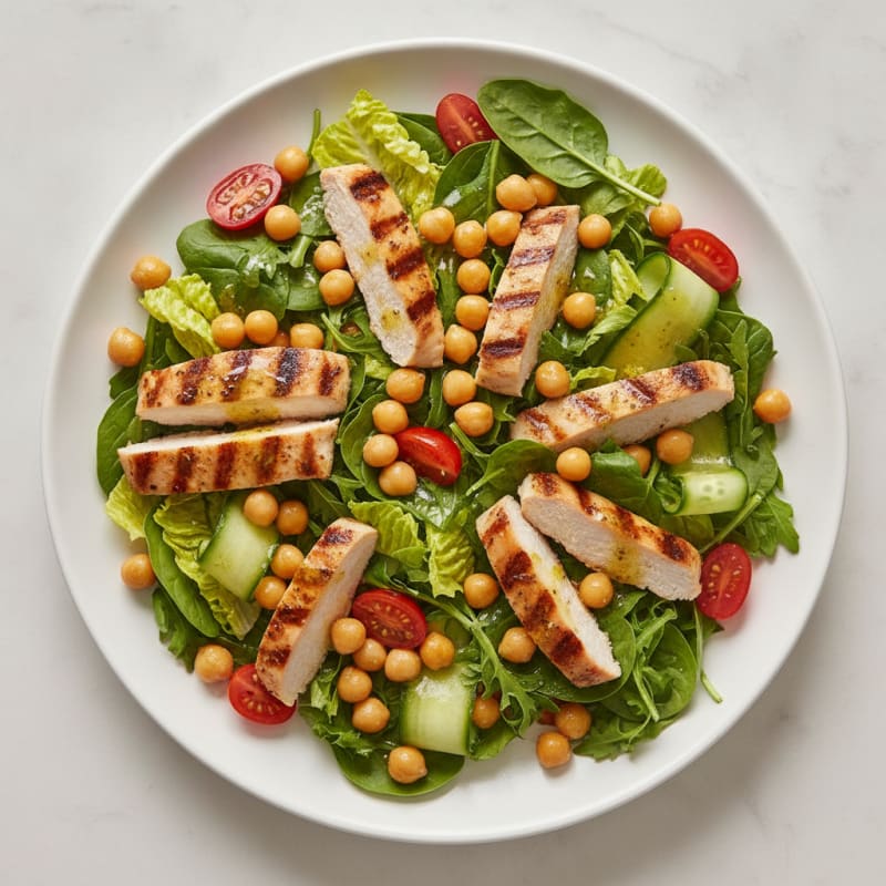 Grilled Chicken Breast Salad with Chickpeas and Lemon Vinaigrette