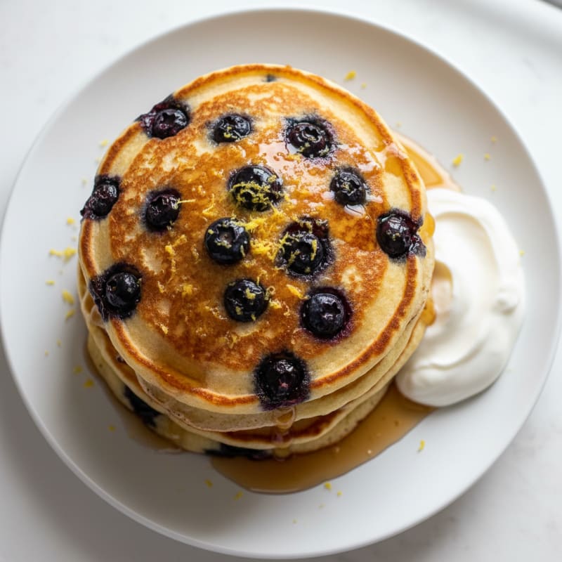Blueberry Ricotta Pancakes with Lemon Zest