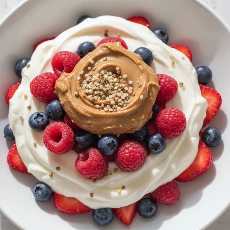 Creamy Greek Yogurt Parfait with Mixed Berries and Almond Butter
