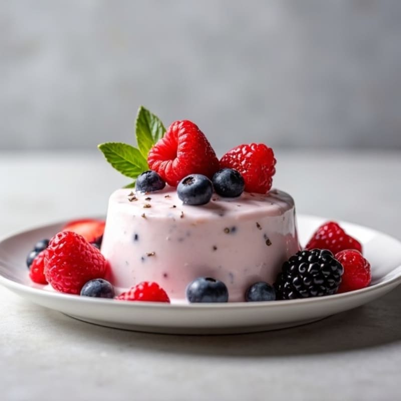 Greek Yogurt Protein Pudding with Mixed Berries