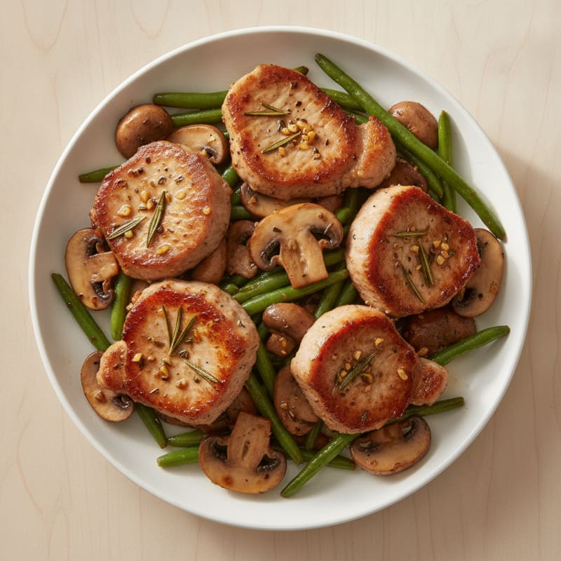 Garlic Herb Pork with Sautéed Mushrooms