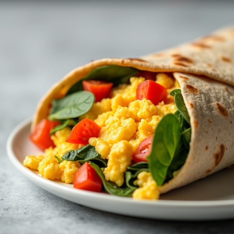 Hearty Scrambled Egg and Fresh Veggie Burrito