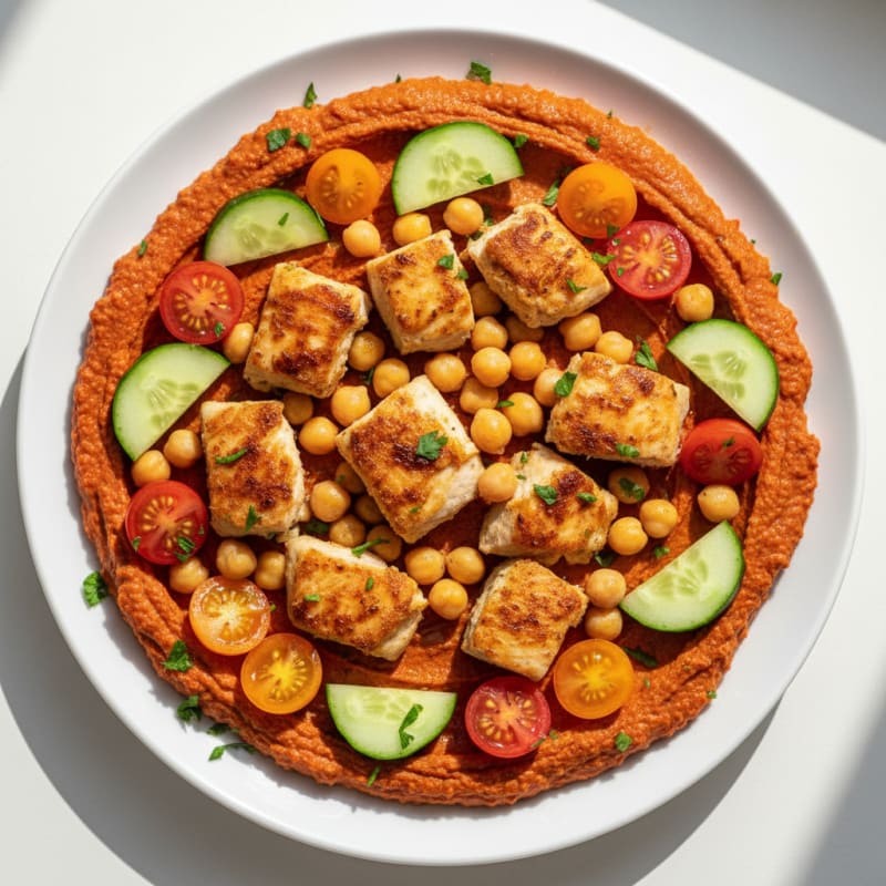 Creamy Roasted Red Pepper Hummus Platter