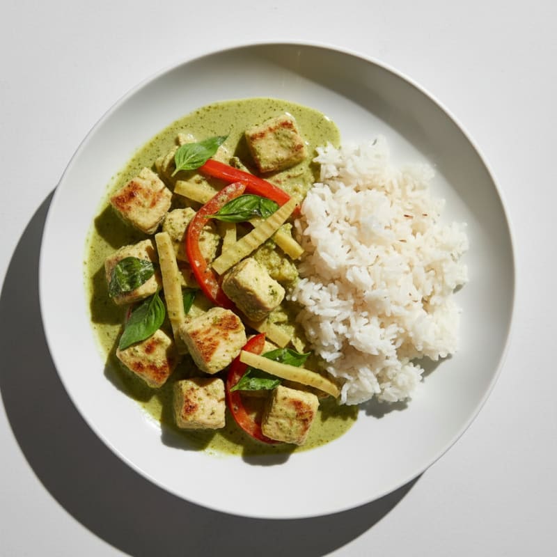 Green Curry Chicken with Coconut Rice
