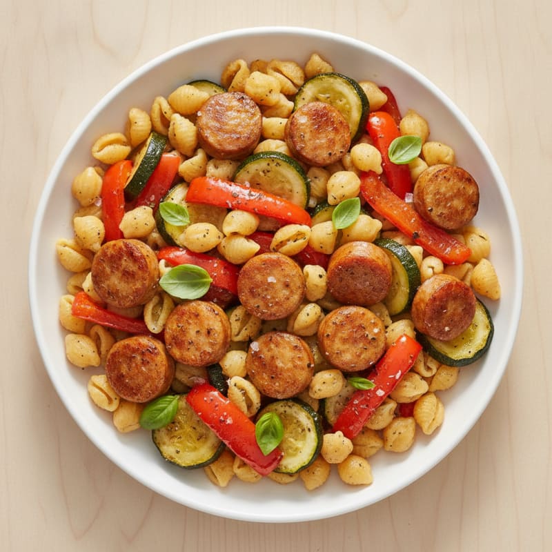 Chicken Sausage Pasta with Roasted Vegetables
