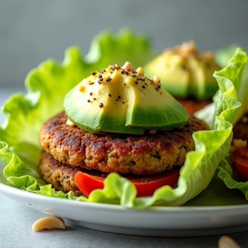 Crispy Black Bean Burger Lettuce Wraps with Creamy Avocado