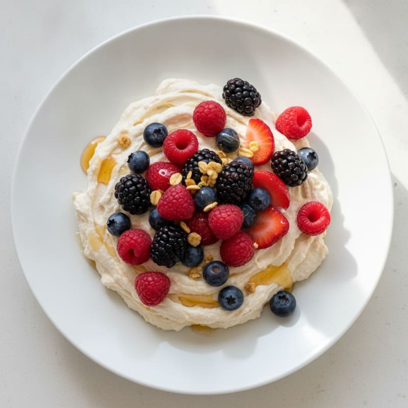 Silky Greek Yogurt Protein Mousse with Mixed Berries