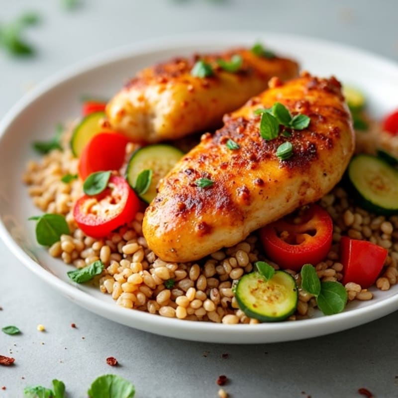 Spicy Chicken and Crispy Vegetable Brown Rice