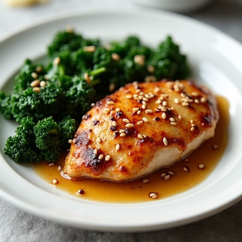 Savory Sesame Chicken with Sautéed Greens