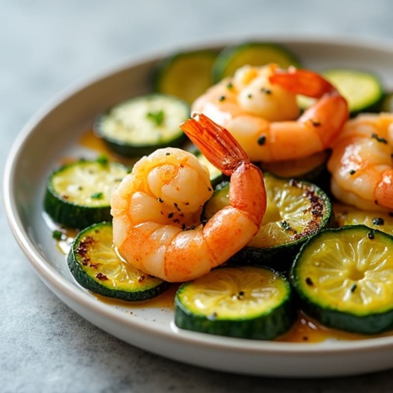 Pan-Seared Garlic Shrimp with Roasted Zucchini