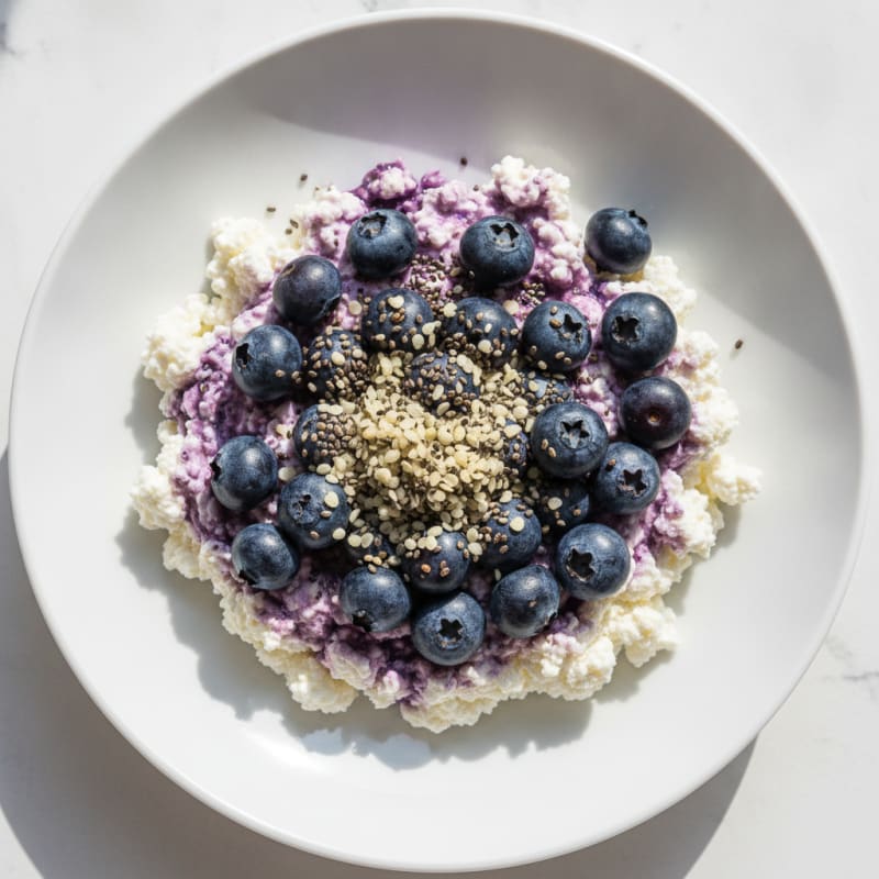 Cottage Cheese and Berry Protein Bowl with Chia Seeds
