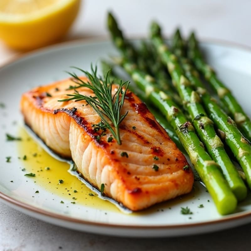 Lemon Herb Grilled Salmon with Roasted Asparagus