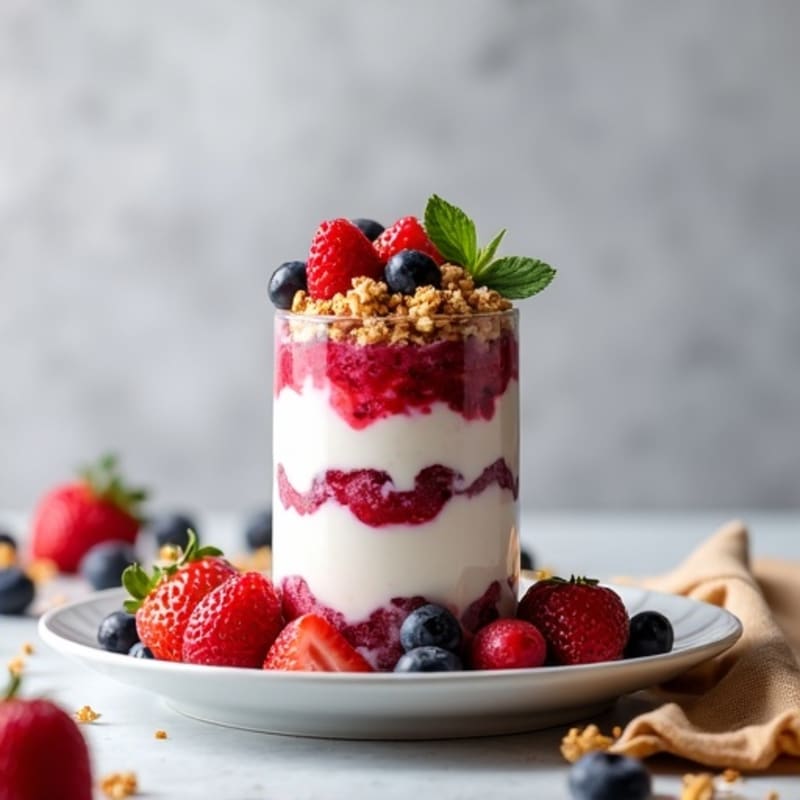 Greek Yogurt Protein Parfait with Mixed Berries