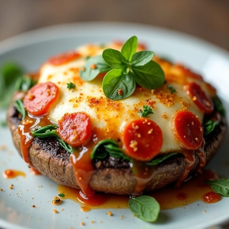 Cheesy Stuffed Portobello with Lean Pepperoni