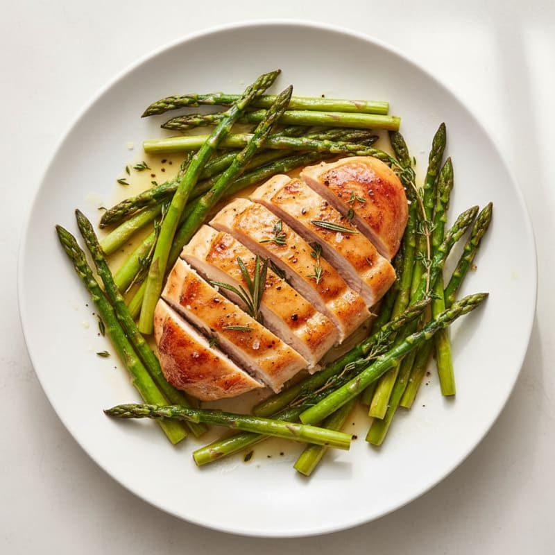 Lemon Herb Roasted Chicken with Asparagus
