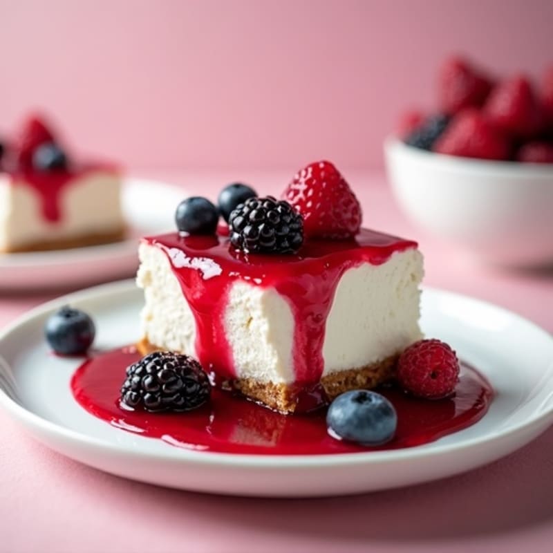 Protein-Packed Greek Yogurt Cheesecake with Berry Compote