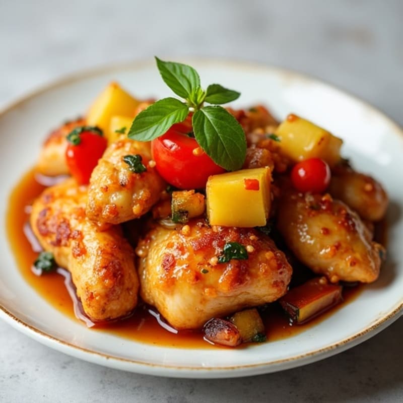 Crispy Baked Sweet and Sour Chicken with Roasted Vegetables