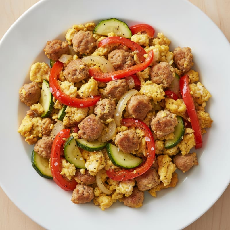 Turkey Sausage and Egg Scramble with Peppers