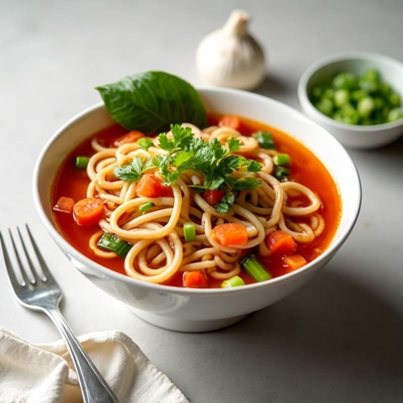 Spicy Sriracha Chicken and Vegetable Noodle Soup