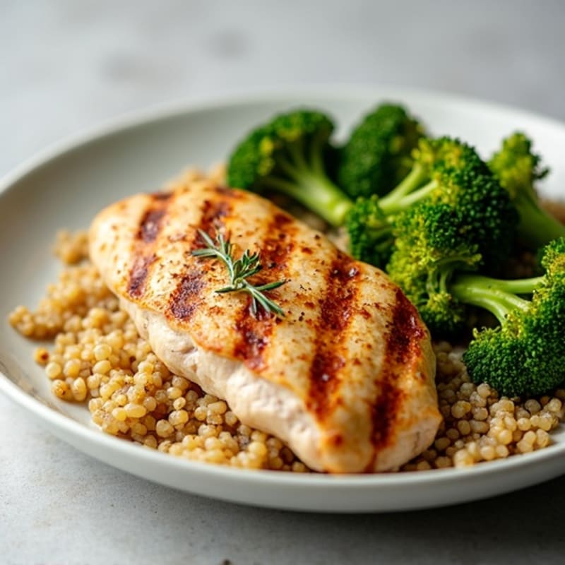 Grilled Turkey Breast with Roasted Broccoli and Quinoa