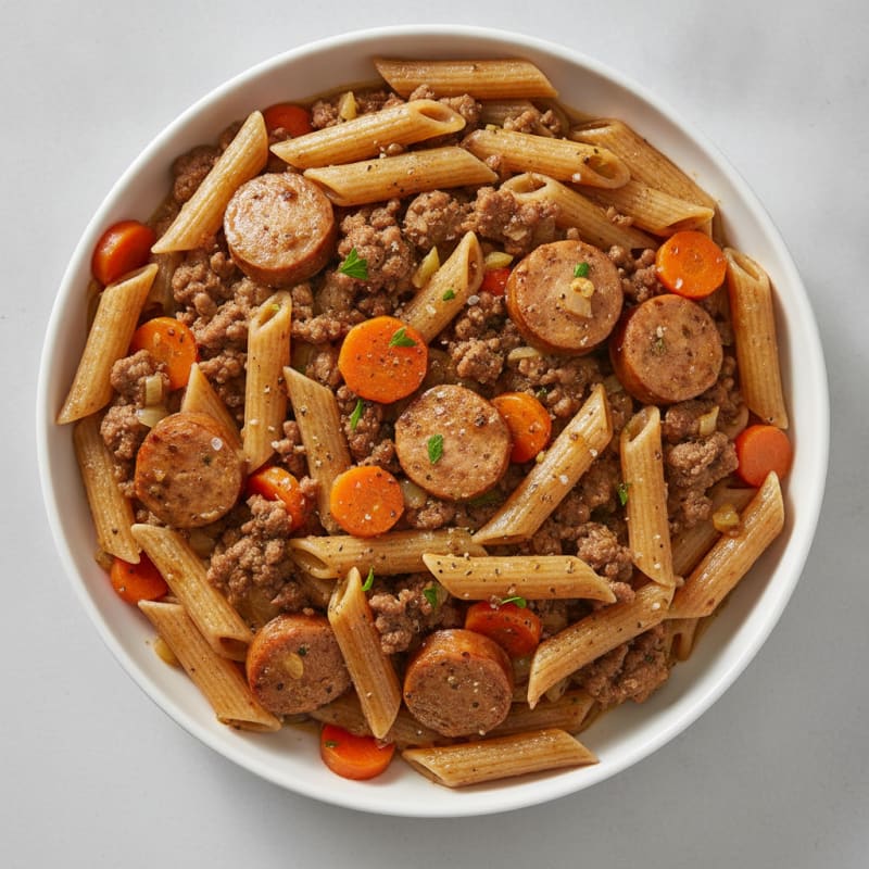 Ground Beef and Sausage Pasta Skillet