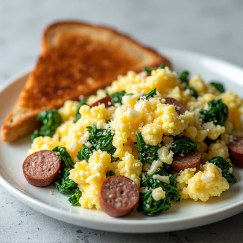 Egg White and Turkey Sausage Scramble with Spinach