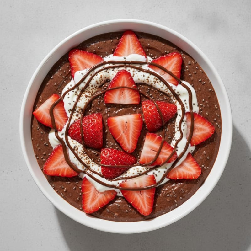 Silky Chocolate Protein Pudding with Fresh Strawberries