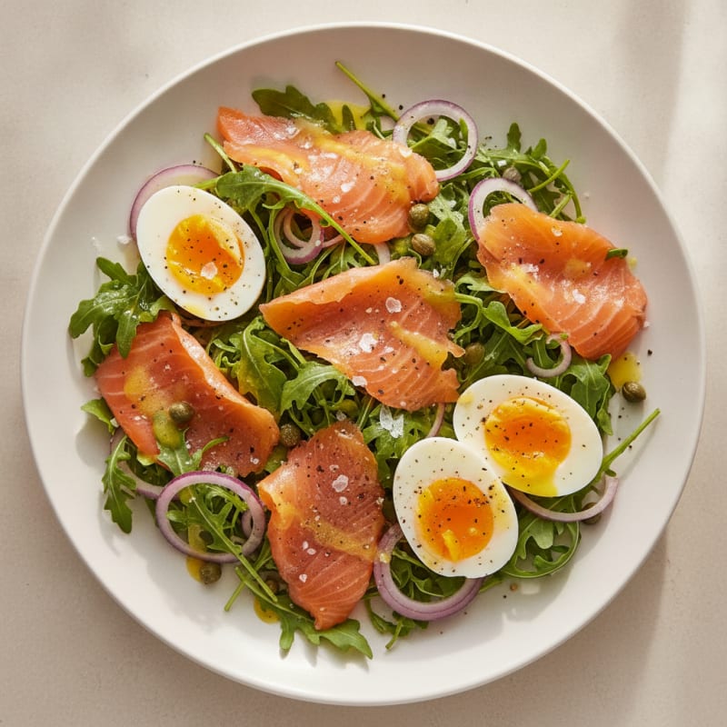 Smoked Salmon and Egg Arugula Salad