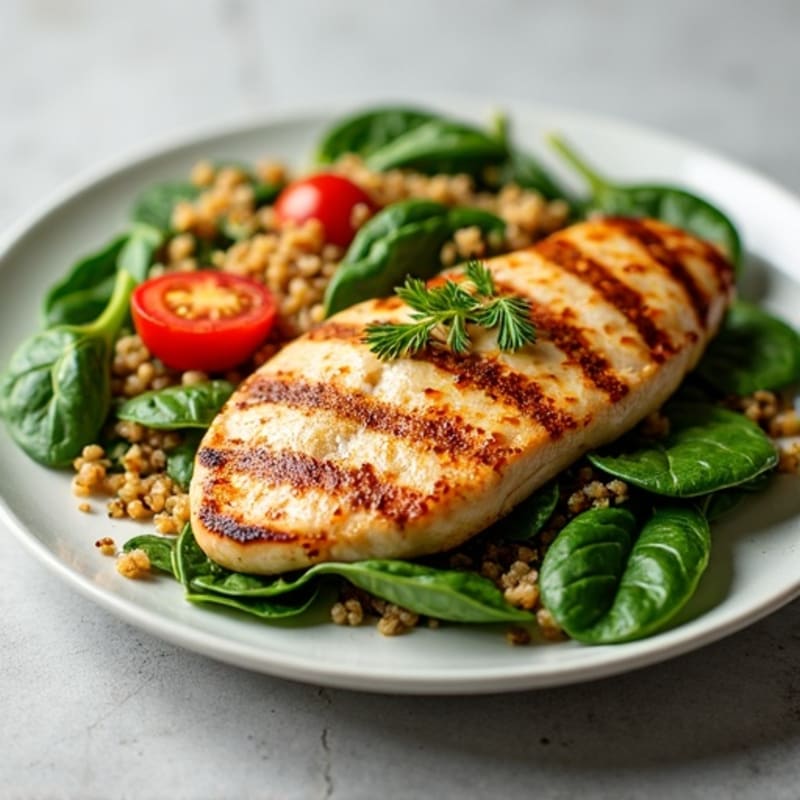 Grilled Chicken Breast with Spinach Quinoa Salad